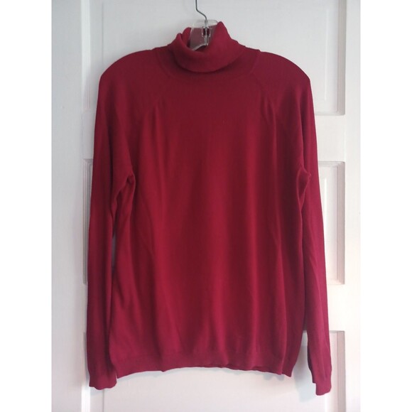 Talbots red turtleneck sweater L lightweight soft knit top classic holiday Xmas - Picture 1 of 8